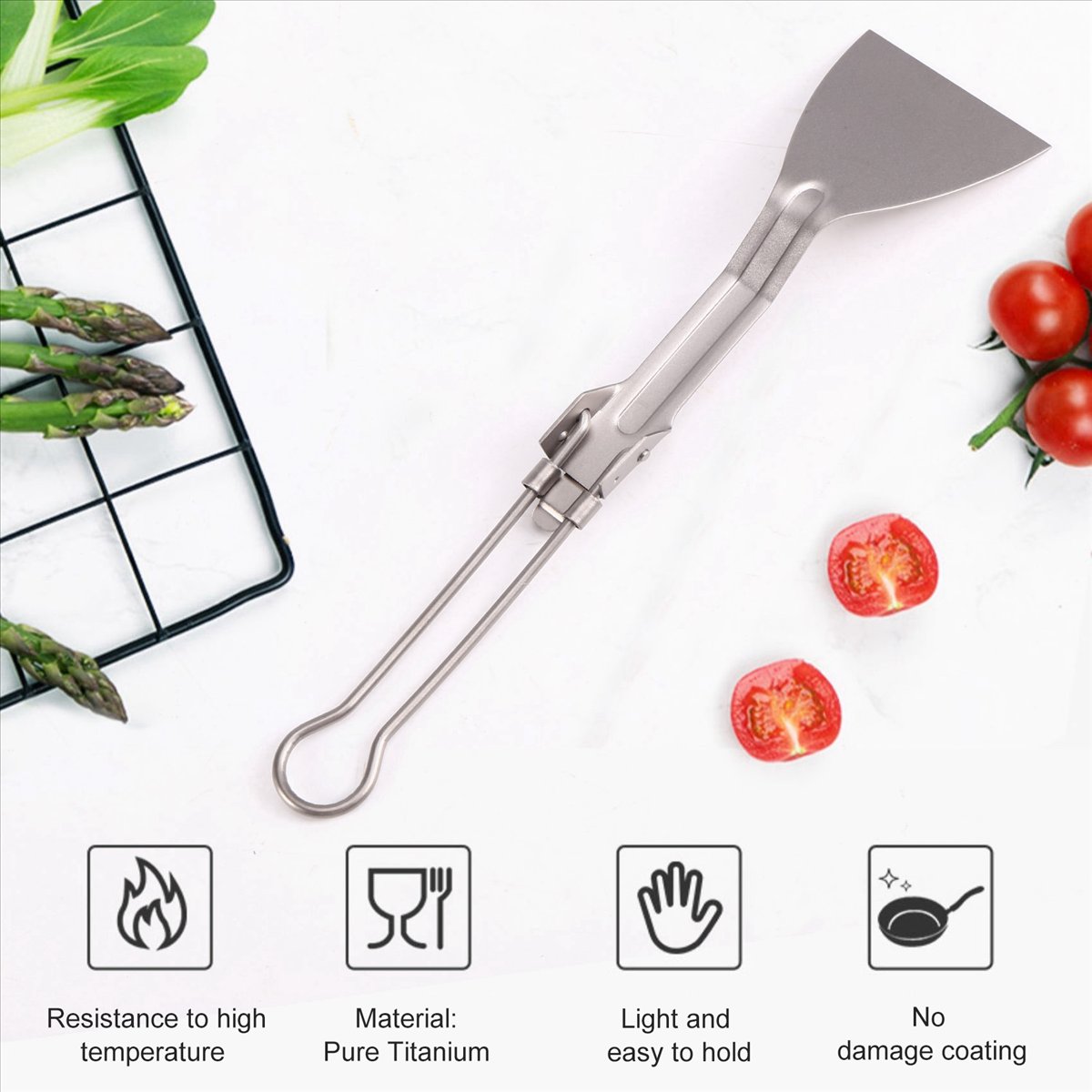 Outdoor Camping Kitchen - ABST Camping Tableware Titanium Spatula Folding