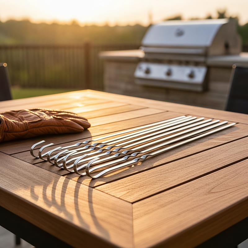 Outdoor Camping Kitchen - BBQ Skewers Stainless Steel 40cm Wide
