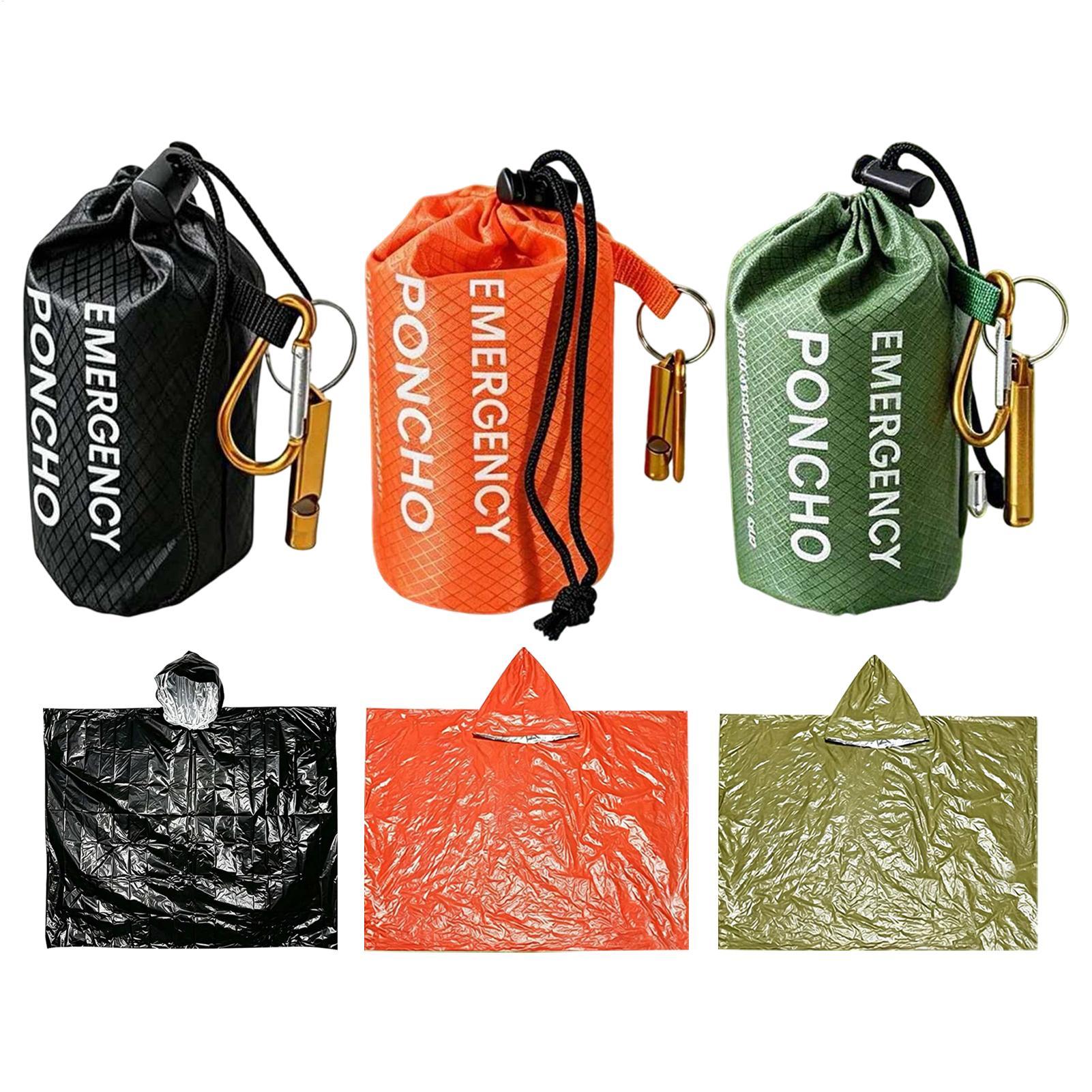 Camping Rain Poncho - 3pcs Survival Emergency Rain Poncho Thermal