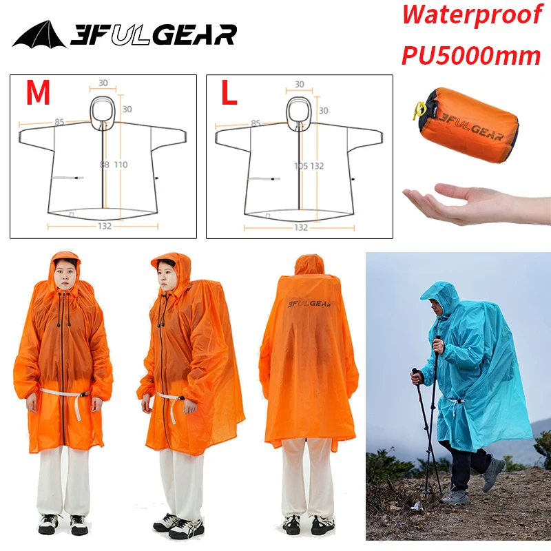 3F UL GEAR Zipper Raincoat 15D - Camping Rain Poncho review and price