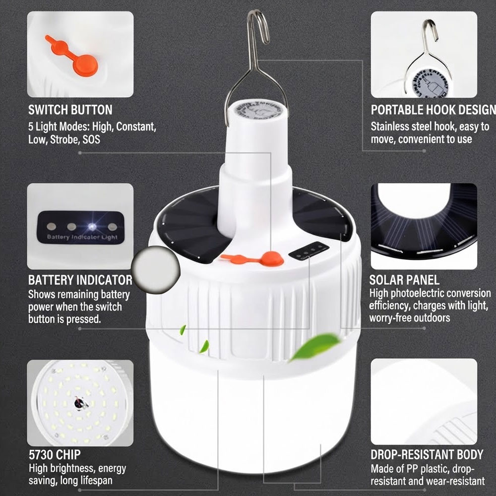 Solar Light USB LED Outdoor Wa - Outdoor Camping Light Ideas review and price