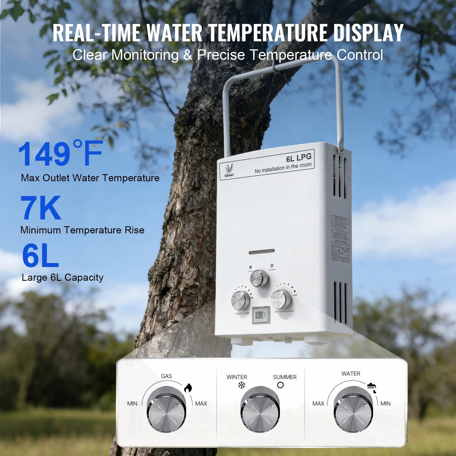 LPG Gas Water Heater|SIHAO 6L  - Outdoor Camping Water Heater review and price